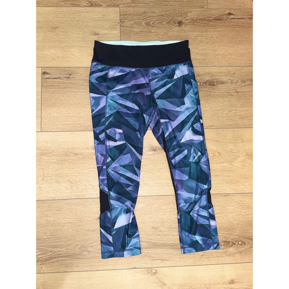Lululemon Run Crop Leggings Geometric Kaleidoscope‎ Purple Teal Size 6